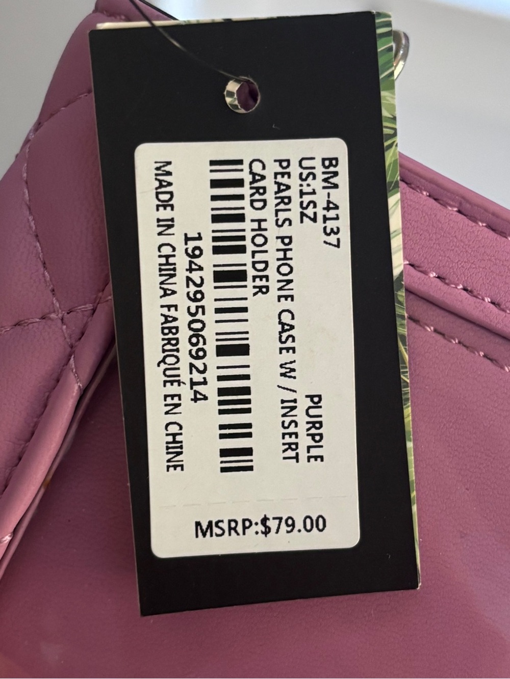 Badgley Mischka Quilted Pearl Crossbody Phone Bag - Pink/Mauve - Picture 4 of 5